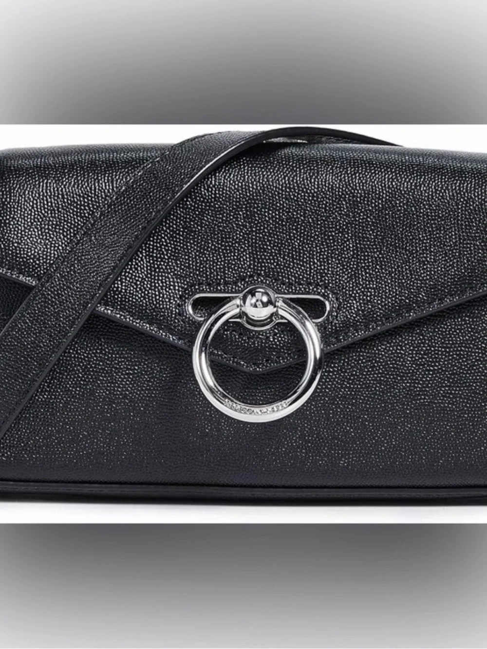 Rebecca Minkoff Black Leather Ring-Accent Belt Bag